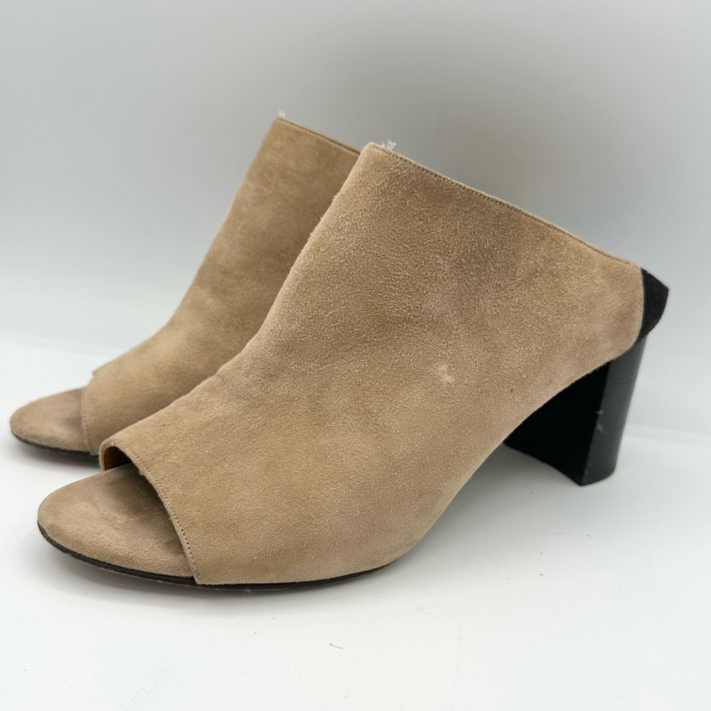 Aquatalia Seneca Mules Open toe backless tan suede upper leather sole